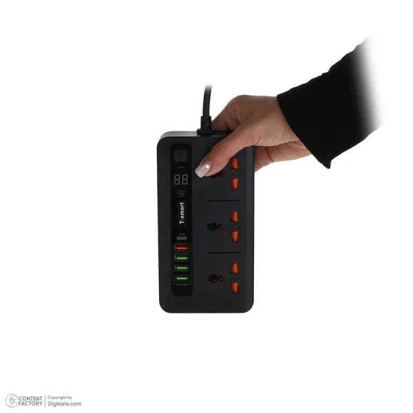 چند راهی و محافظ ولتاژ تی اسمارت مدل BKL-04 | چندراهی برق با شارژ سریع و حفاظت عالی