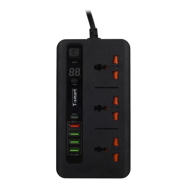 "محافظ ولتاژ تی اسمارت مدل BKL-04 | چندراهی برق با پورت‌های USB و قابلیت شارژ سریع"